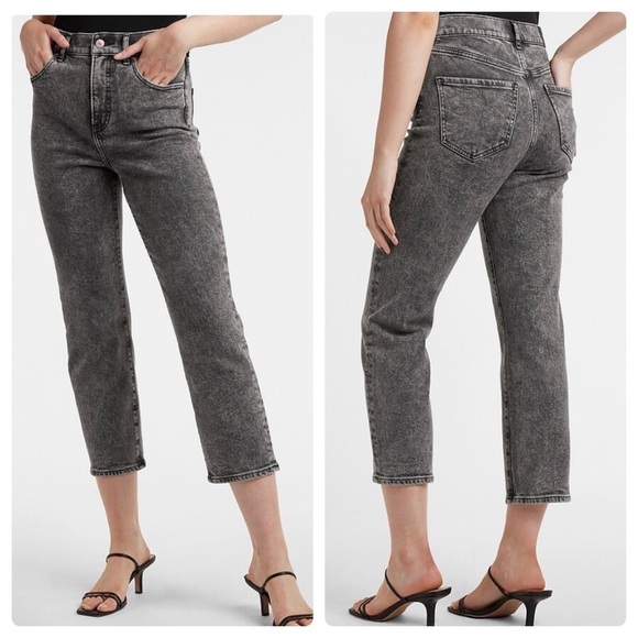 Express Denim - Express Super High Waisted Faded Black Cropped Straight Jeans- NWT